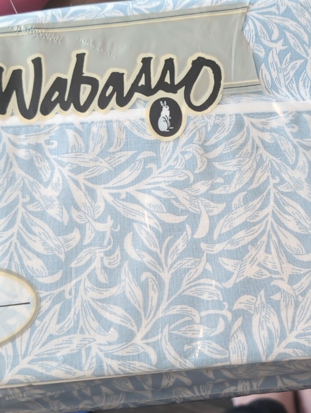 Wabaso Light Blue and White Leaf Pattern Flat Sheet